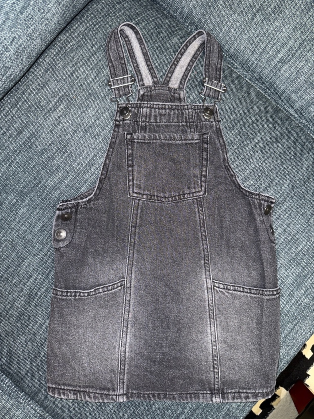 wonder nation Gray Denim Overall Dress with Adjustable Straps